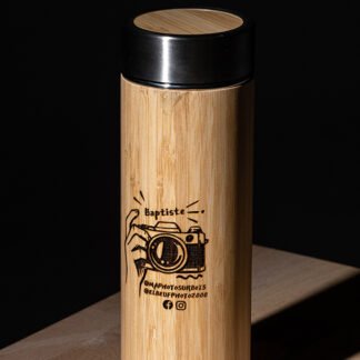 maphotosurbois-Bouteille-thermos-gravure photo sur bois - Normandie