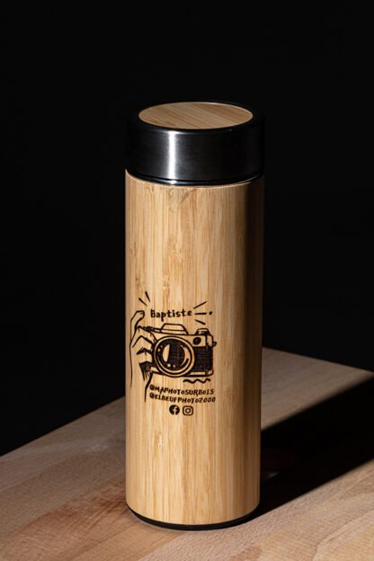 maphotosurbois-Bouteille-thermos-gravure photo sur bois - Normandie