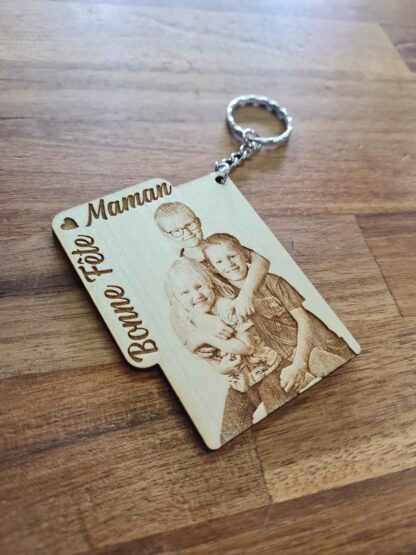 Porte cle fete des meres - maphotosurbois - gravure sur bois